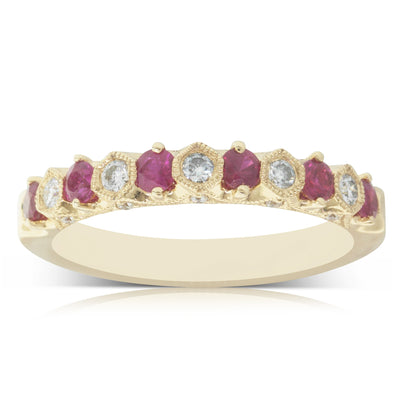 18ct Yellow Gold Ruby & Diamond Ring-Ring-Walker & Hall