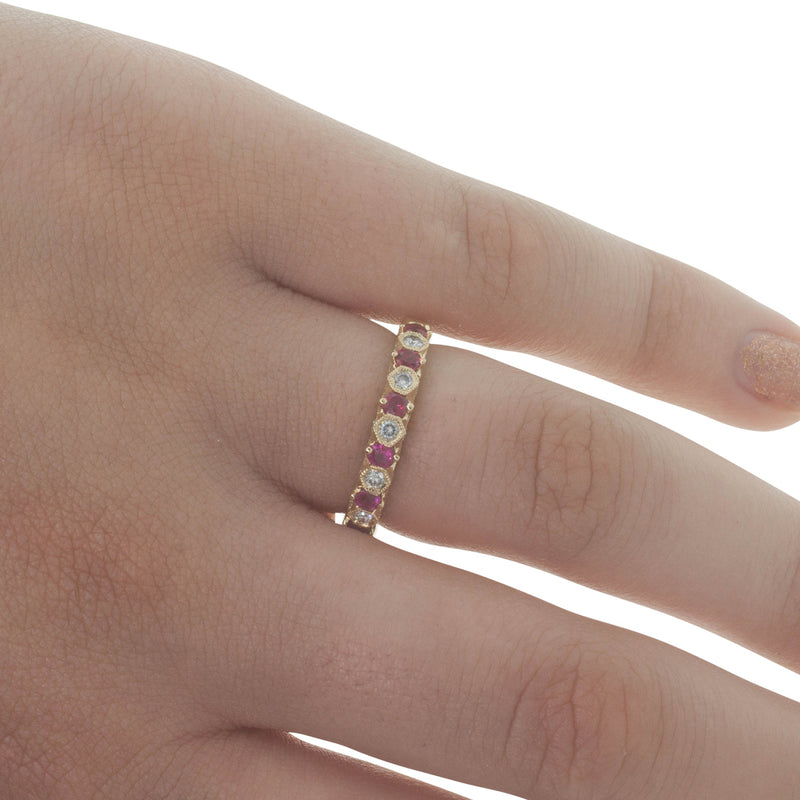 18ct Yellow Gold Ruby & Diamond Ring-Ring-Walker & Hall