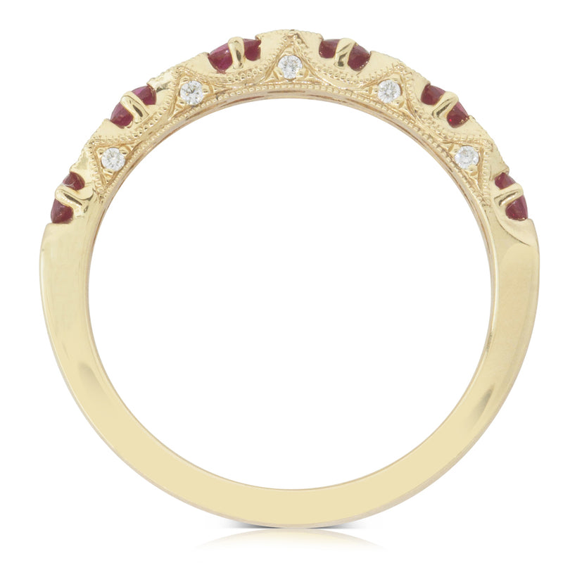 18ct Yellow Gold Ruby & Diamond Ring-Ring-Walker & Hall
