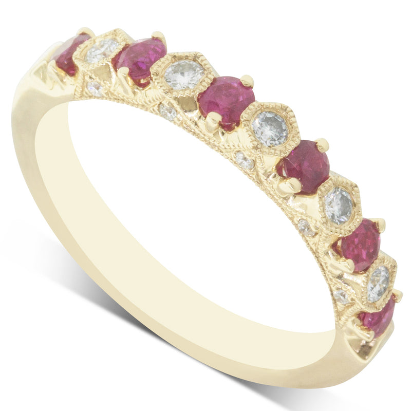 18ct Yellow Gold Ruby & Diamond Ring-Ring-Walker & Hall