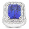 18ct White Gold Tanzanite & Diamond Halo Ring-Ring-Walker & Hall
