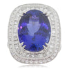 18ct White Gold Tanzanite & Diamond Halo Ring-Ring-Walker & Hall