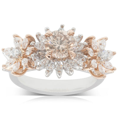 18ct White & Rose Gold Diamond Ring-Ring-Walker & Hall