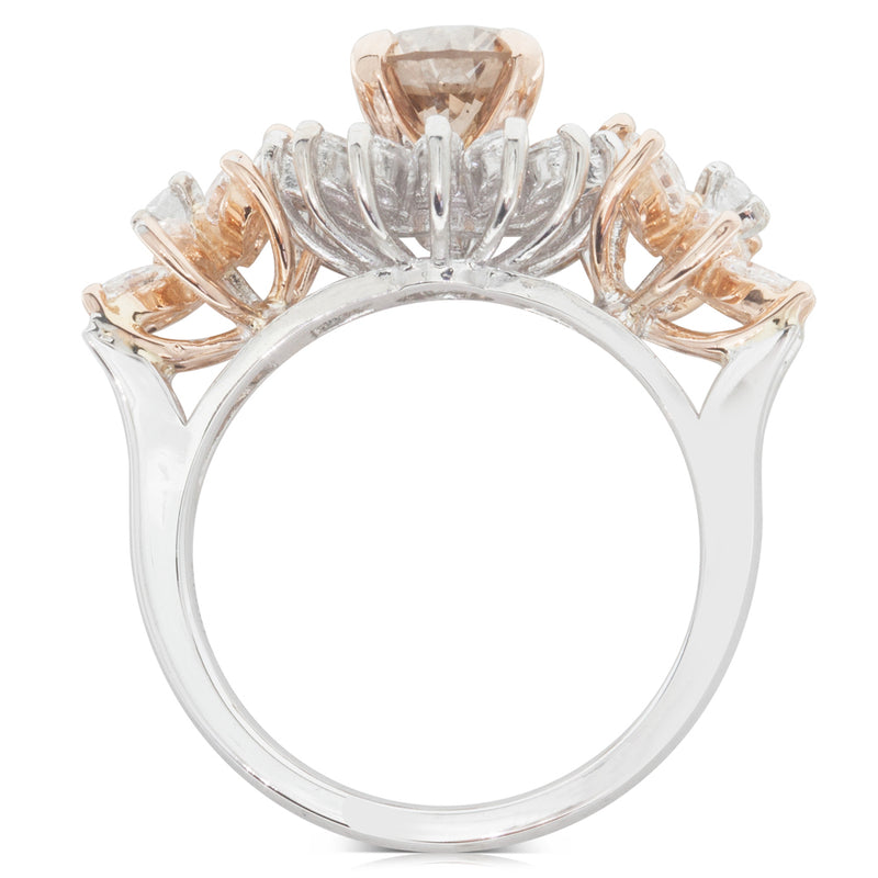 18ct White & Rose Gold Diamond Ring-Ring-Walker & Hall