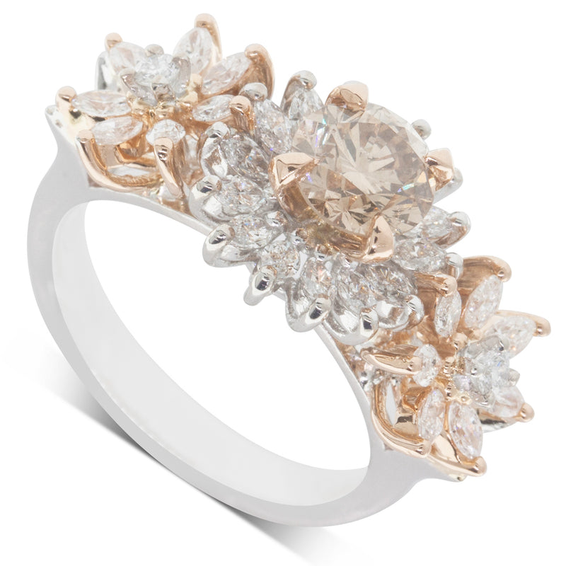 18ct White & Rose Gold Diamond Ring-Ring-Walker & Hall
