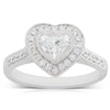 18ct White Gold Diamond Heart Halo Ring-Ring-Walker & Hall