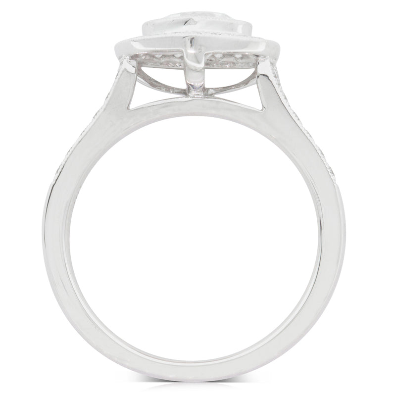 18ct White Gold Diamond Heart Halo Ring-Ring-Walker & Hall