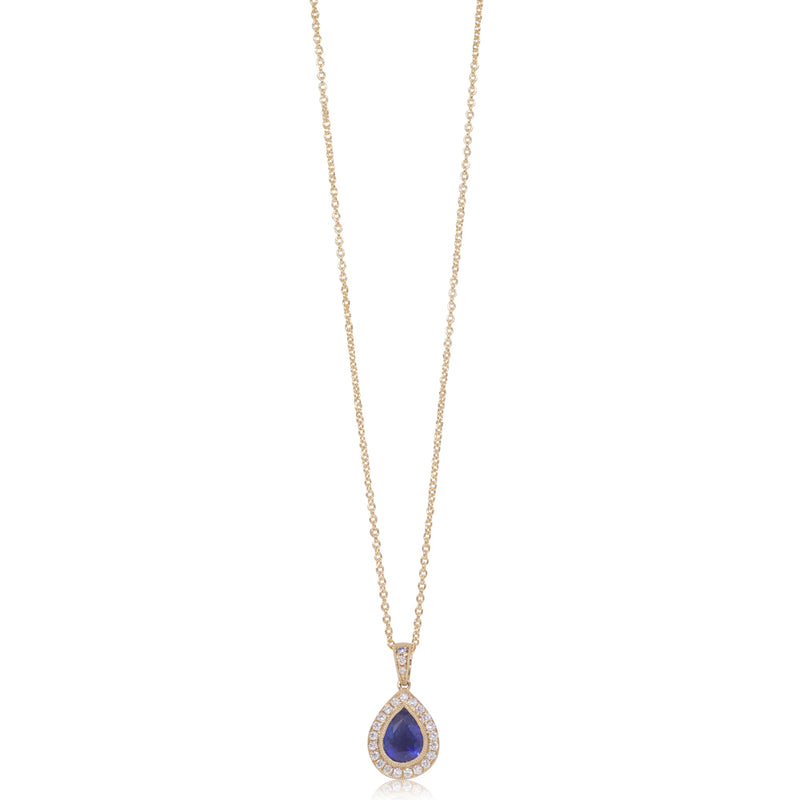 18ct Yellow Gold Sapphire & Diamond Pendant-Necklace-Walker & Hall