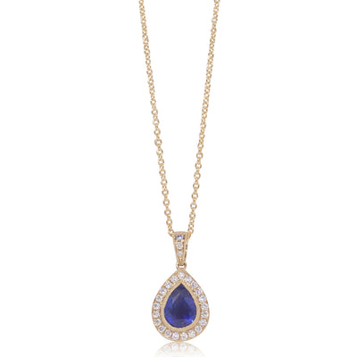 18ct Yellow Gold Sapphire & Diamond Pendant-Necklace-Walker & Hall