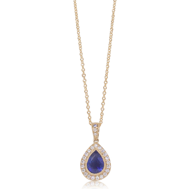 18ct Yellow Gold Sapphire & Diamond Pendant-Necklace-Walker & Hall