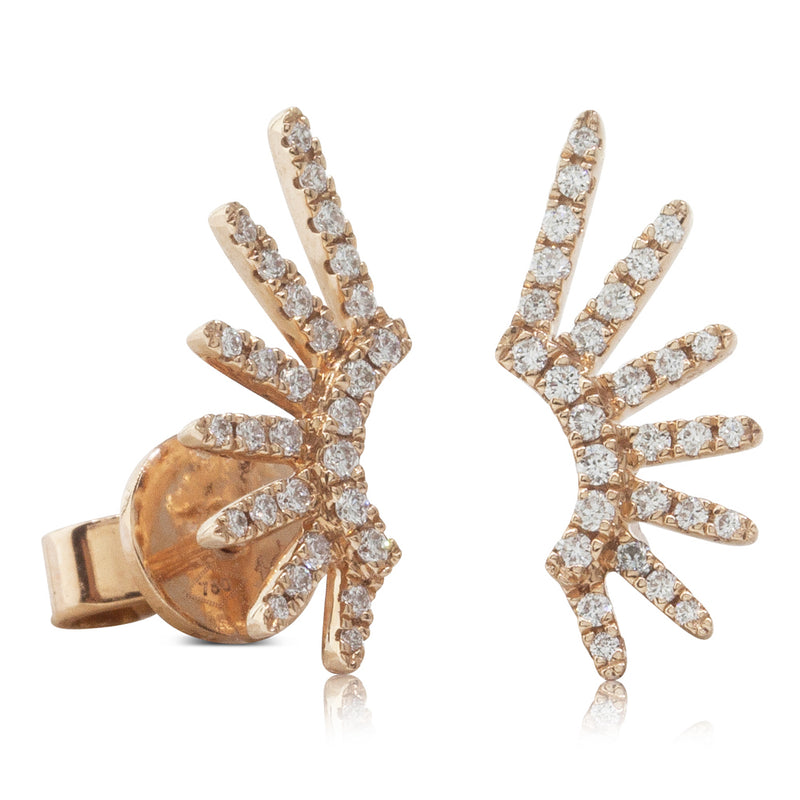 18ct Rose Gold Diamond Cluster Stud Earrings-Earrings-Walker & Hall
