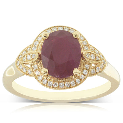 18ct Yellow Gold Ruby & Diamond Ring-Ring-Walker & Hall