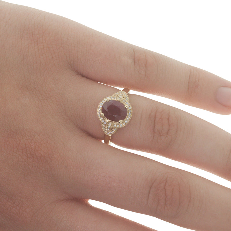 18ct Yellow Gold Ruby & Diamond Ring-Ring-Walker & Hall