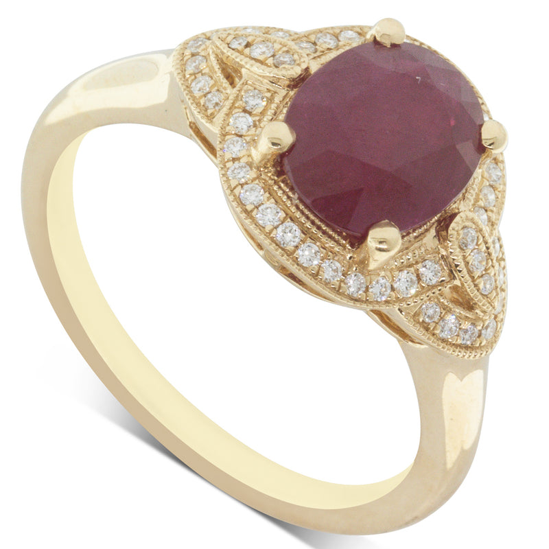18ct Yellow Gold Ruby & Diamond Ring-Ring-Walker & Hall