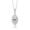18ct White Gold Aquamarine & Diamond Halo Pendant-Necklace-Walker & Hall