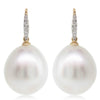 18ct Yellow Gold South Sea Pearl & Diamond Earrings-Earrings-Walker & Hall