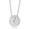 18ct White Gold Diamond Halo Pendant-Necklace-Walker & Hall