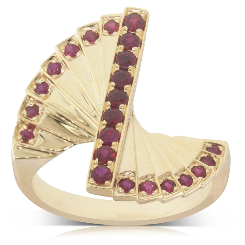 18ct Yellow Gold Ruby Cluster Ring-Ring-Walker & Hall