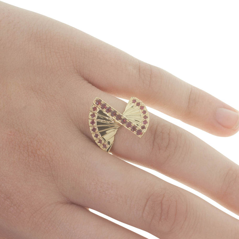 18ct Yellow Gold Ruby Cluster Ring-Ring-Walker & Hall