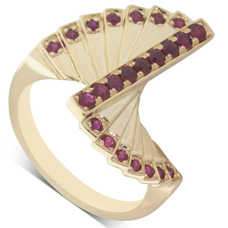 18ct Yellow Gold Ruby Cluster Ring-Ring-Walker & Hall