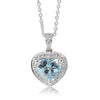18ct White Gold Aquamarine & Diamond Halo Pendant-Necklace-Walker & Hall