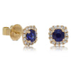 18ct Yellow Gold Sapphire & Diamond Peony Earrings-Earrings-Walker & Hall