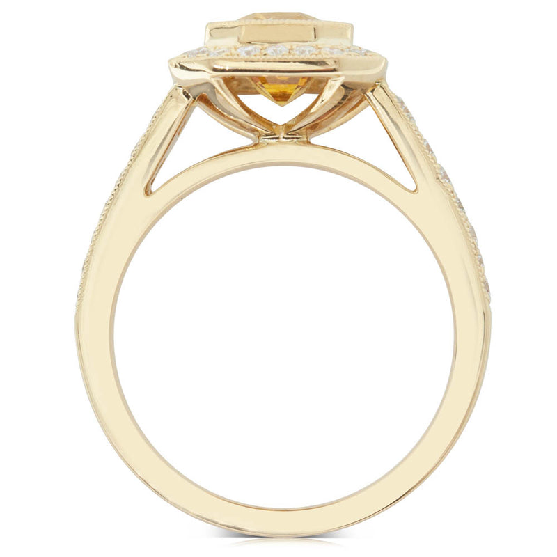 18ct Yellow Gold Sapphire & Diamond Halo Ring-Ring-Walker & Hall