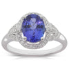 18ct White Gold Tanzanite & Diamond Halo Ring-Ring-Walker & Hall