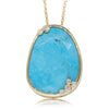 18ct Yellow Gold Turquoise & Diamond Pendant-Necklace-Walker & Hall