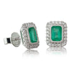 18ct White Gold Emerald & Diamond Earrings-Earrings-Walker & Hall