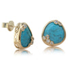18ct Yellow Gold Turquoise & Diamond Earrings-Earrings-Walker & Hall