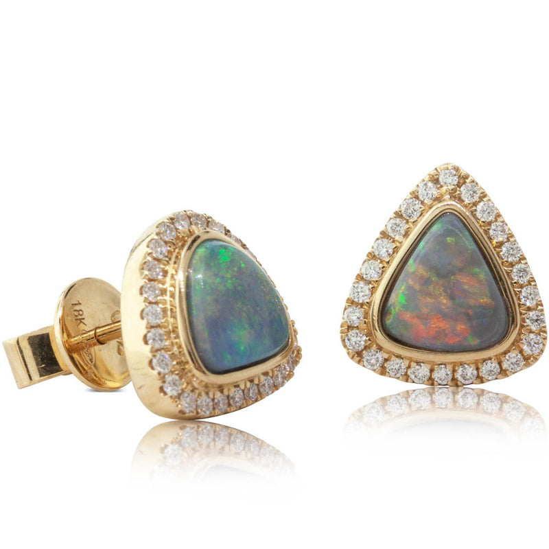 18ct Yellow Gold Opal & Diamond Earrings-Earrings-Walker & Hall