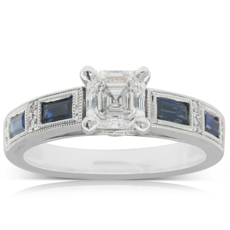 18ct White Gold Diamond & Sapphire Ring-Ring-Walker & Hall