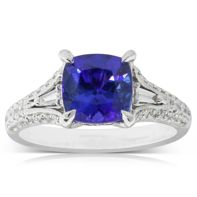 18ct White Gold Tanzanite & Diamond Ring-Ring-Walker & Hall