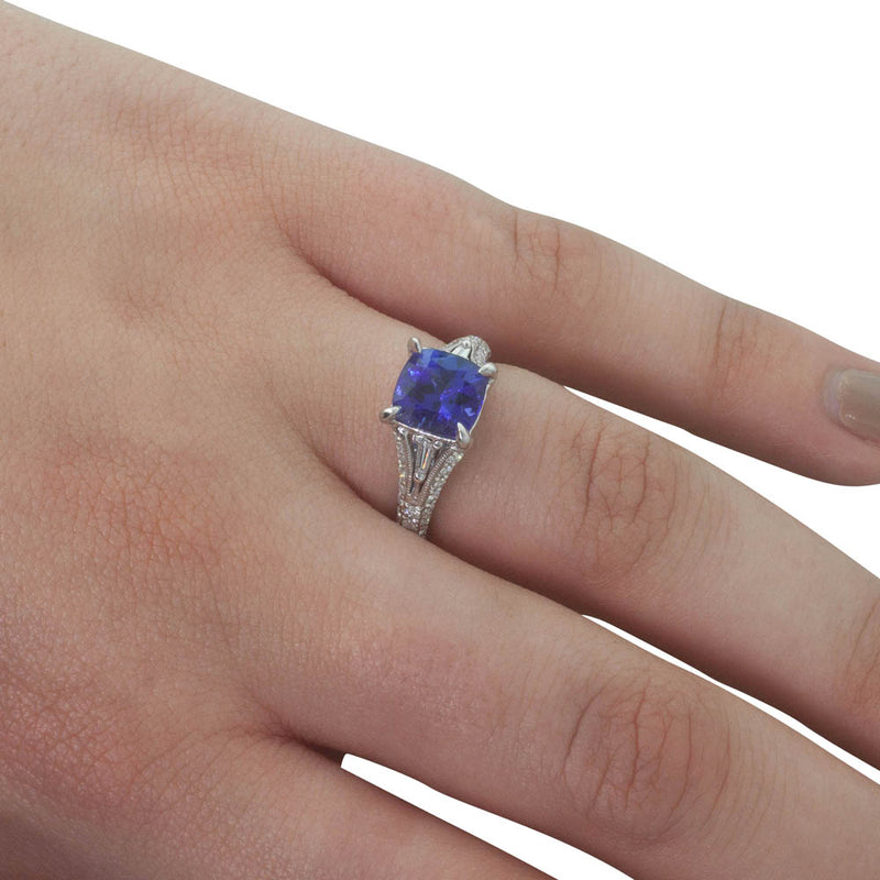 18ct White Gold Tanzanite & Diamond Ring-Ring-Walker & Hall