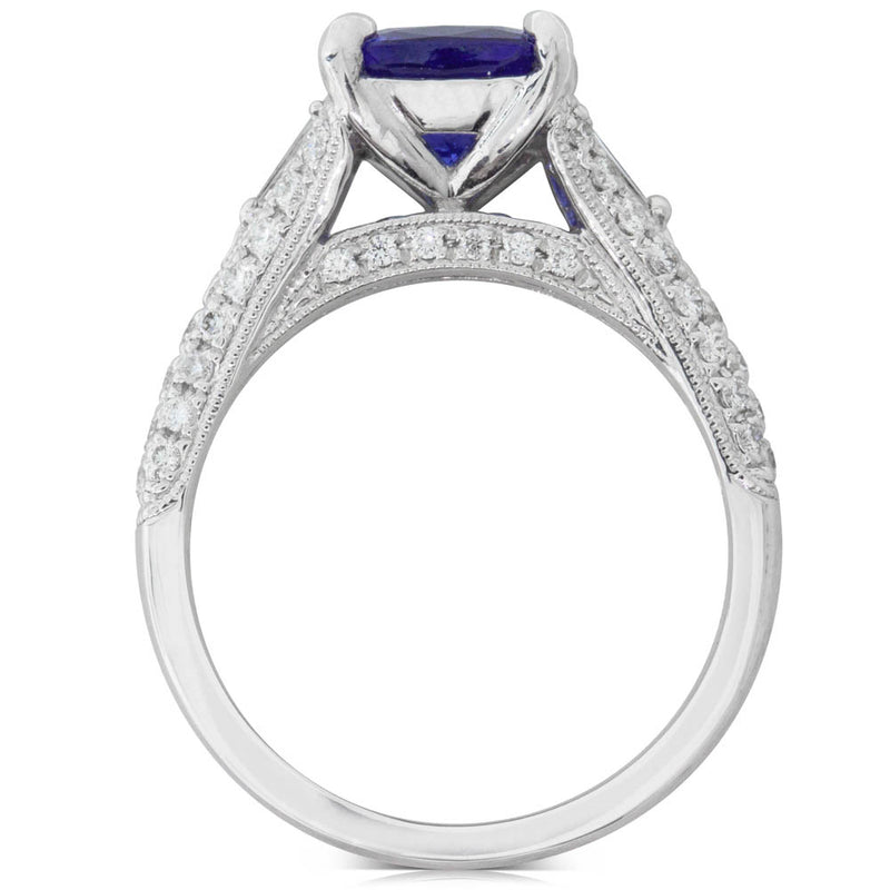 18ct White Gold Tanzanite & Diamond Ring-Ring-Walker & Hall