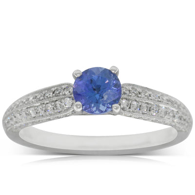 18ct White Gold Tanzanite & Diamond Ring-Ring-Walker & Hall
