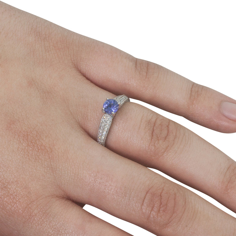 18ct White Gold Tanzanite & Diamond Ring-Ring-Walker & Hall