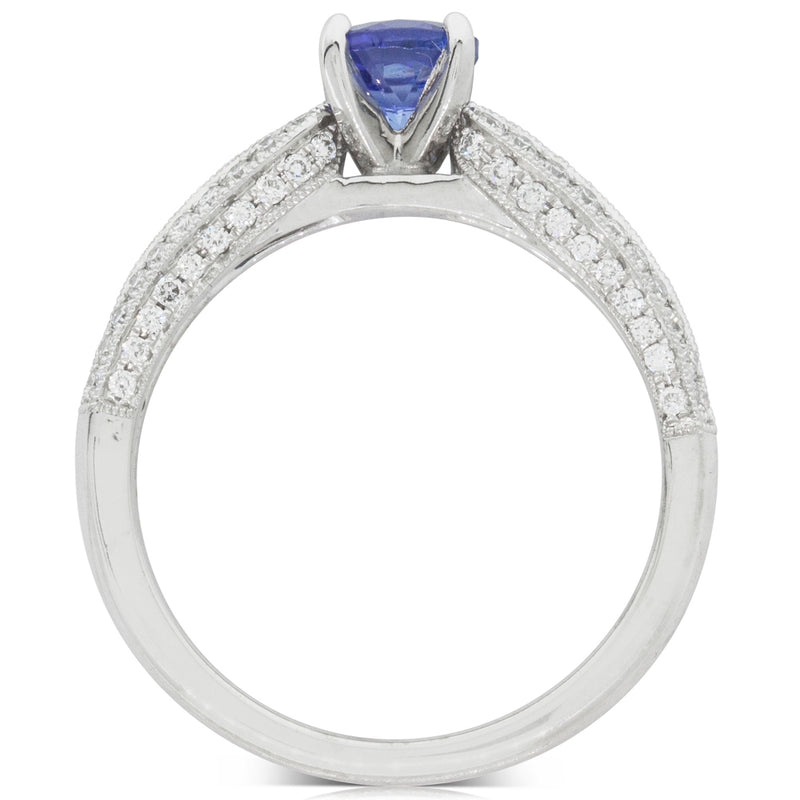18ct White Gold Tanzanite & Diamond Ring-Ring-Walker & Hall