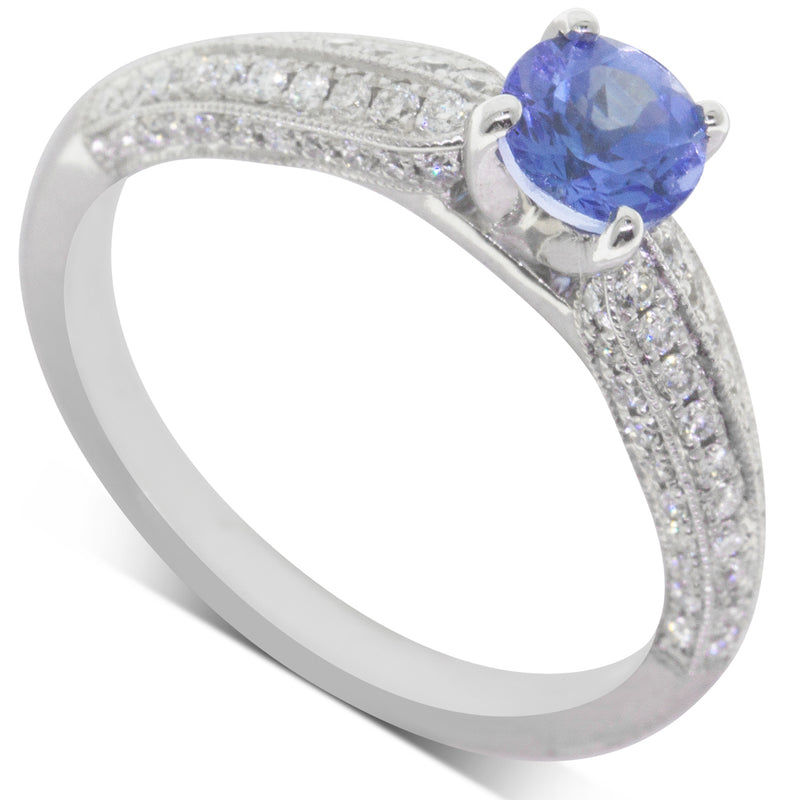 18ct White Gold Tanzanite & Diamond Ring-Ring-Walker & Hall