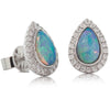 18ct White Gold Opal & Diamond Halo Earrings-Earrings-Walker & Hall