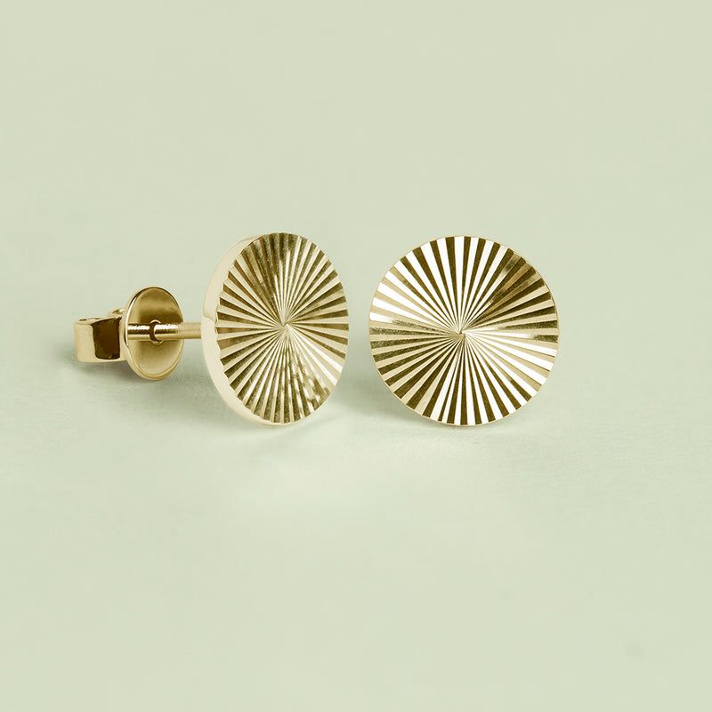 9ct Yellow Gold Reflections Stud Earrings-Earrings-Walker & Hall