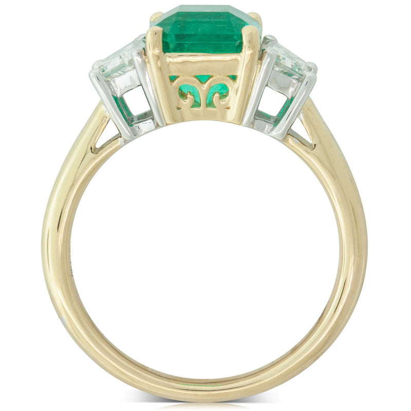 18ct Yellow Gold Emerald & Diamond Ring-Ring-Walker & Hall
