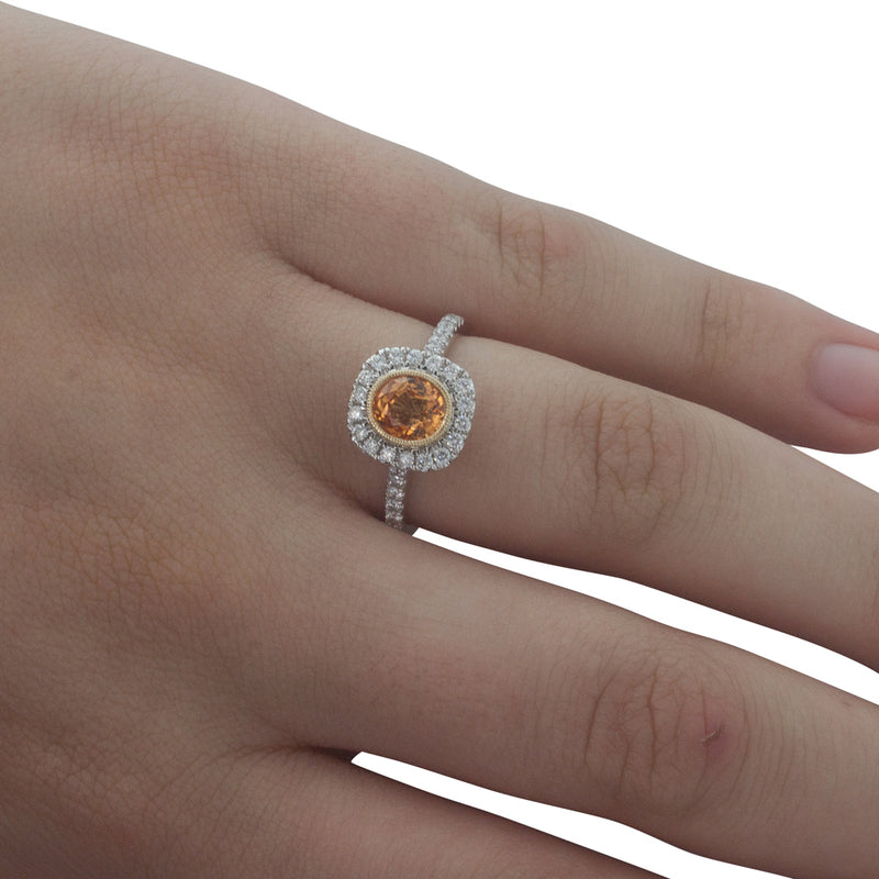 18ct Yellow Gold Sapphire & Diamond Halo Ring-Ring-Walker & Hall