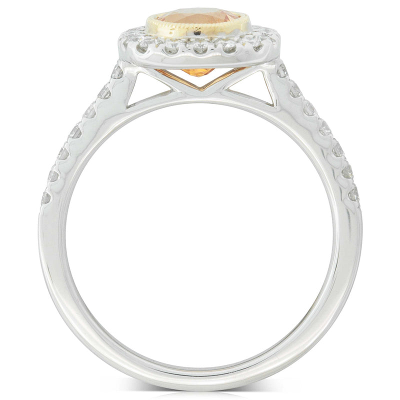 18ct Yellow Gold Sapphire & Diamond Halo Ring-Ring-Walker & Hall