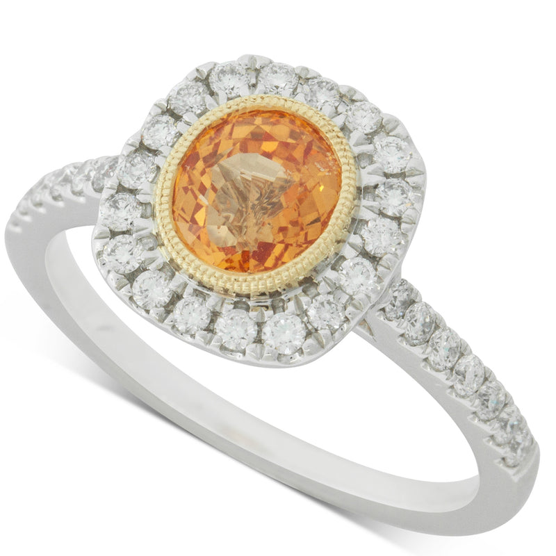 18ct Yellow Gold Sapphire & Diamond Halo Ring-Ring-Walker & Hall