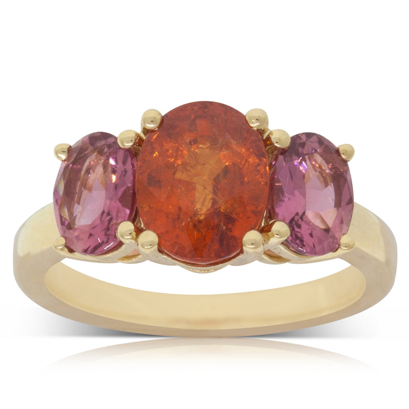 18ct Yellow Gold Garnet & Tourmaline Ring-Ring-Walker & Hall