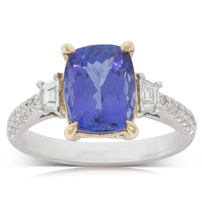 18ct White Gold Tanzanite & Diamond Ring-Ring-Walker & Hall