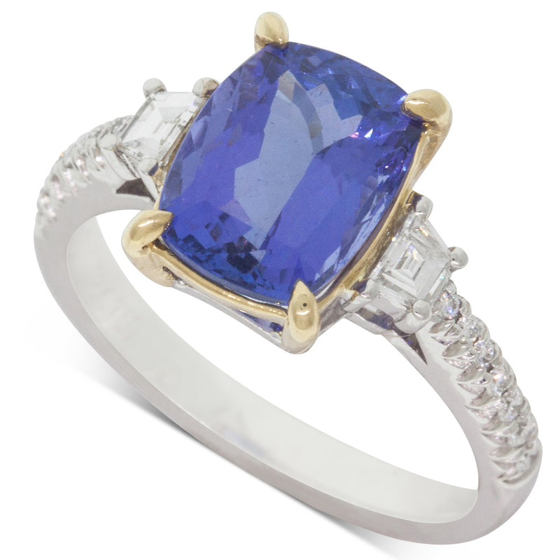 18ct White Gold Tanzanite & Diamond Ring-Ring-Walker & Hall