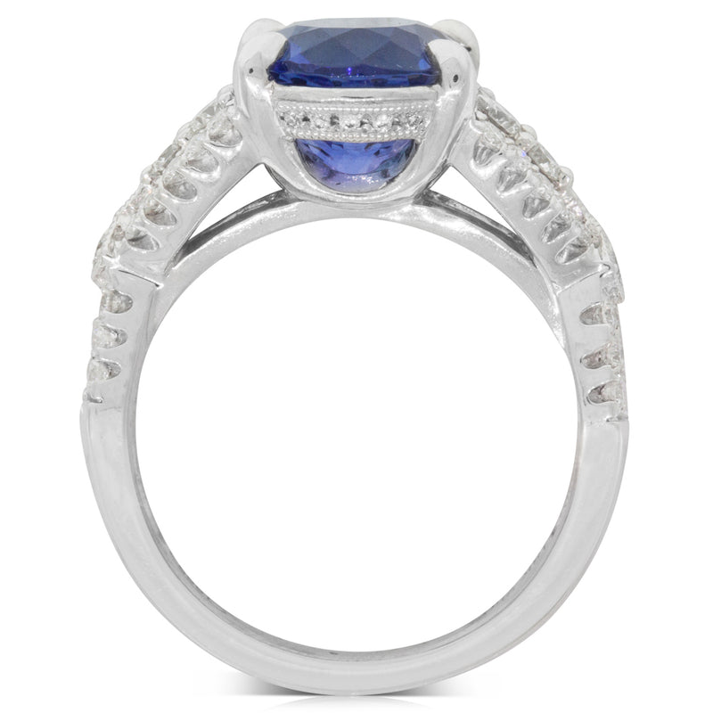 18ct White Gold Tanzanite & Diamond Ring-Ring-Walker & Hall